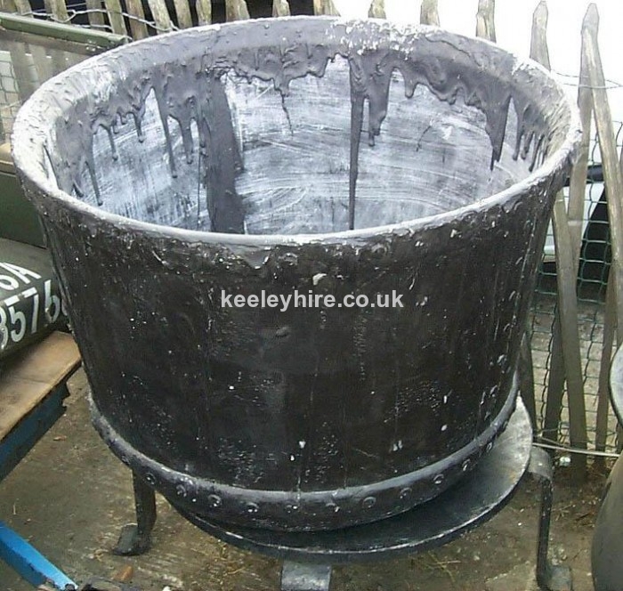 Large Fibre Glass Cauldron On Iron Stand