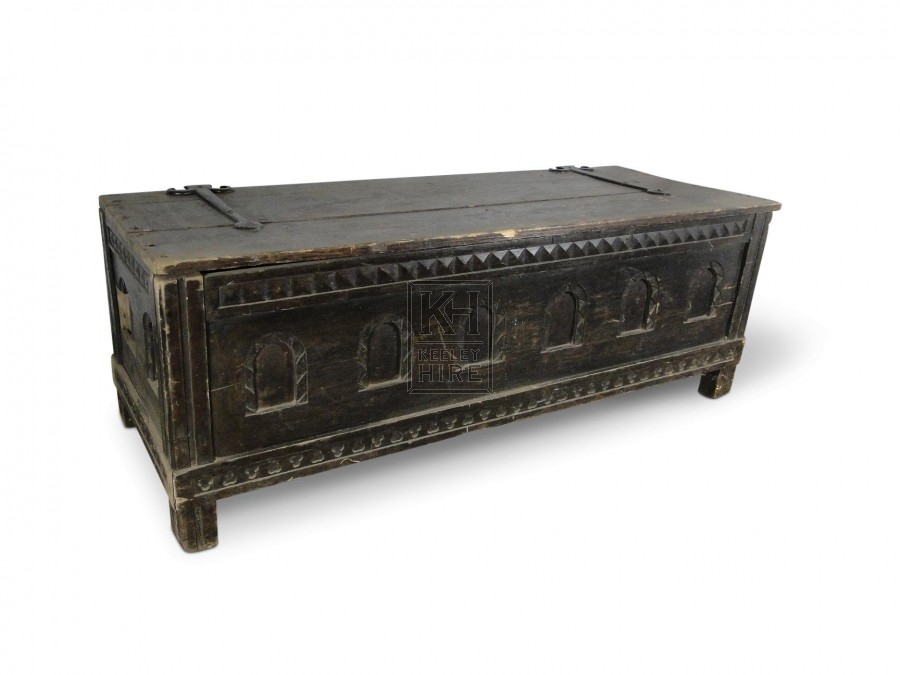 Carved Wood Coffer Chest