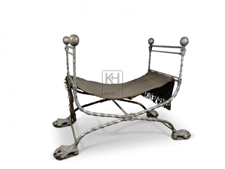 Canvas Chair with Ornate Iron Frame