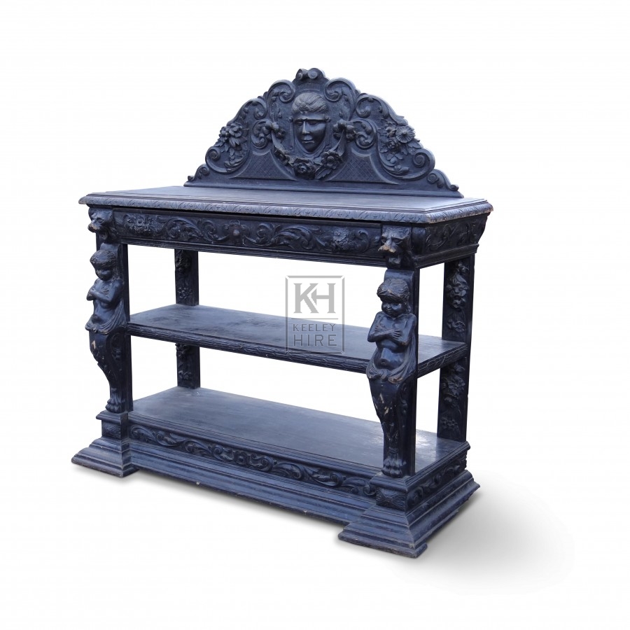 Side Table with Carved Decorations