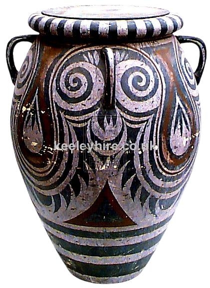 Greek Decorated Clay Urn