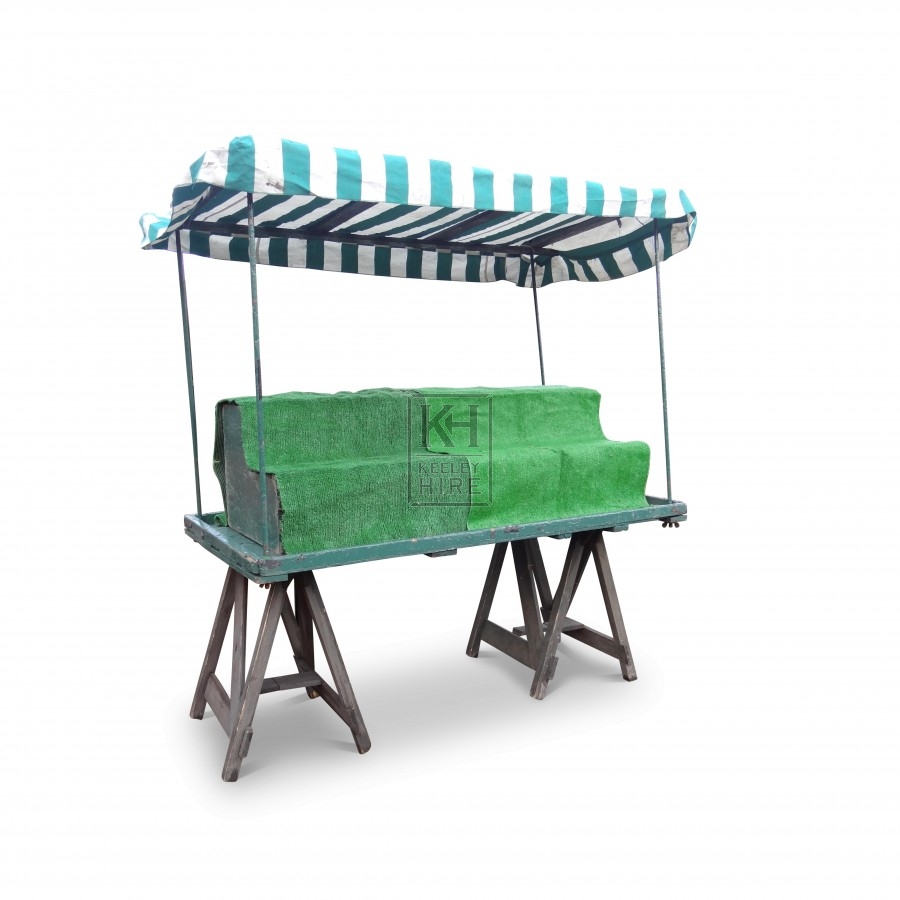 Green painted trestle market stall