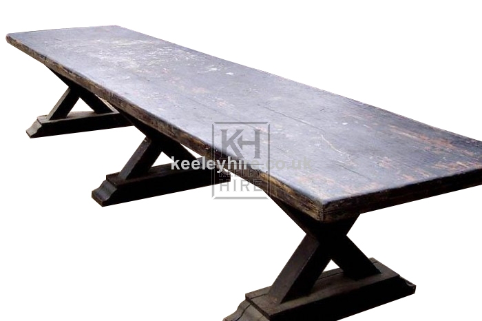 14ft wood banquet table with trestles