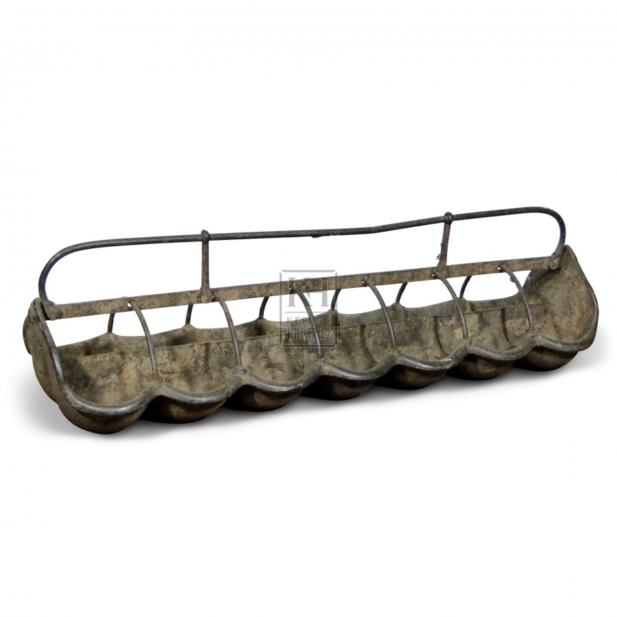 Galvanised Pig Trough with curved bowls