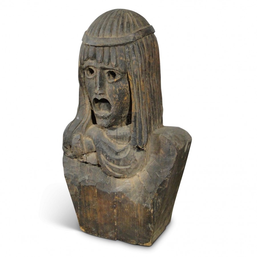 Carved Wood Egyptian Head