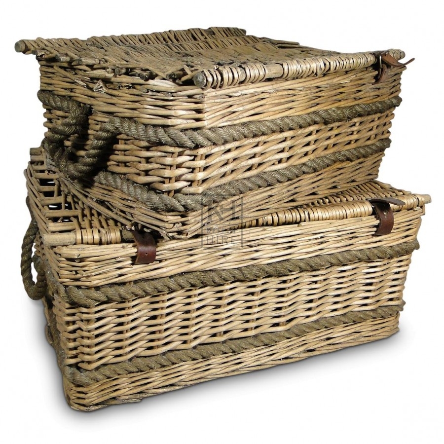 Rectangle Wicker Basket With Rope Handle