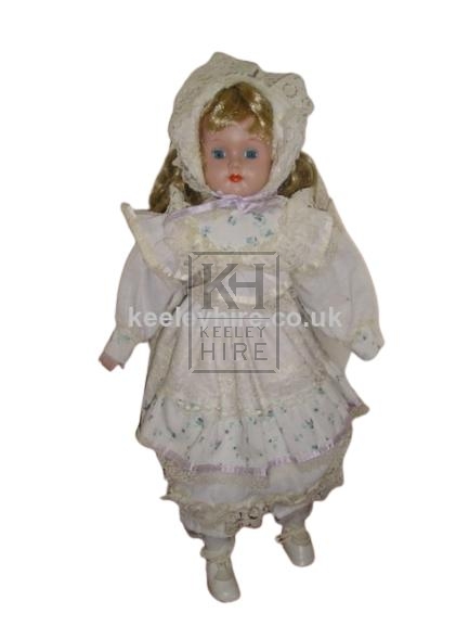 China Face Doll with White Flower Dress