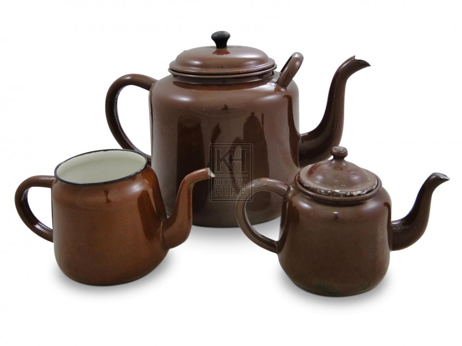 Enamel Teapots - Brown