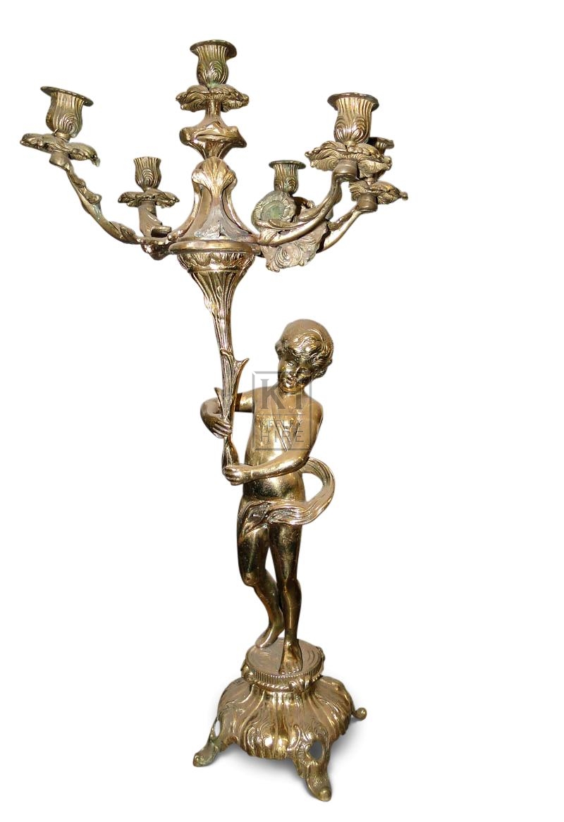 Brass Candleholder with Figure