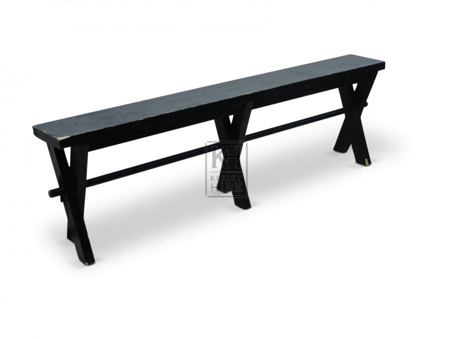 Dark wood X-leg bench