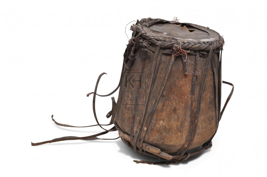 Leather drum with braided trim