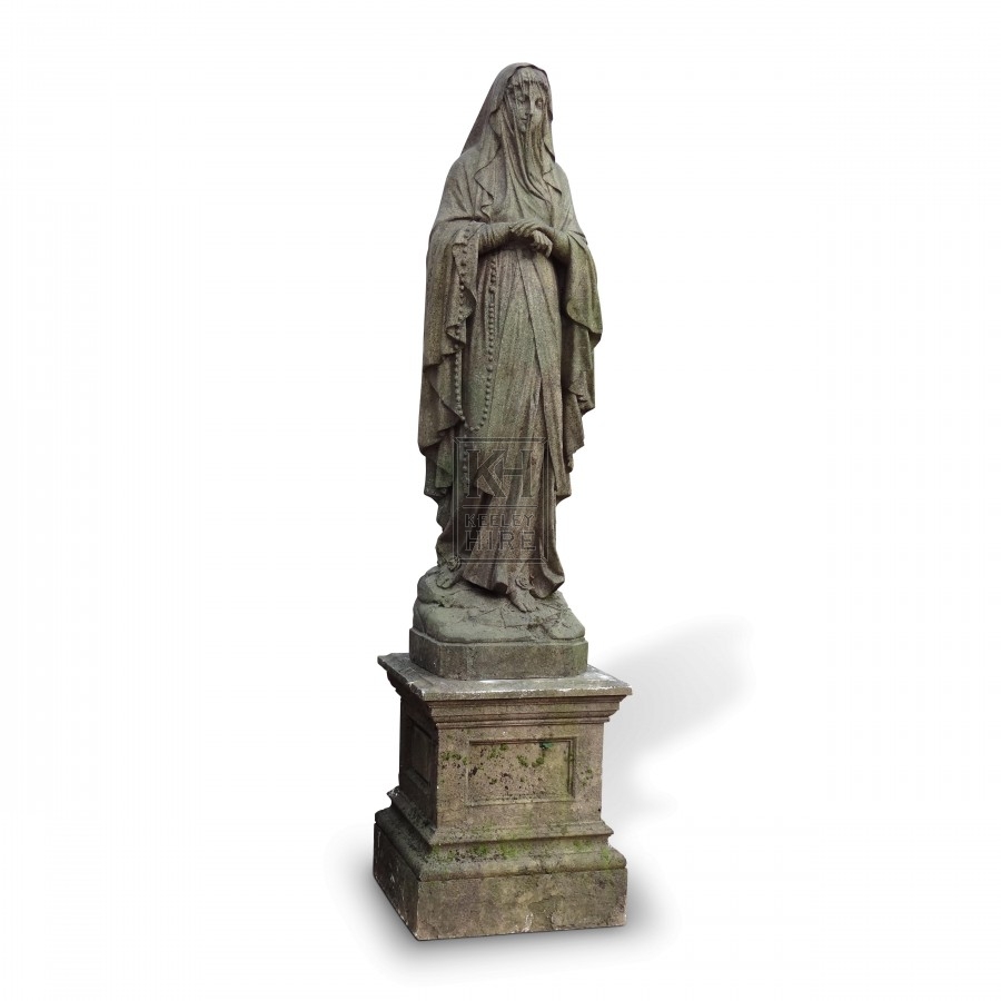 Veiled Lady Graveyard Statue on Plinth