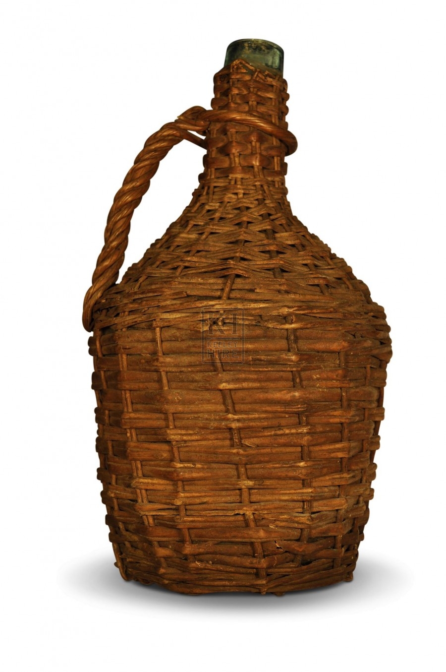 Wicker Wrapped Bottle with Handle #2