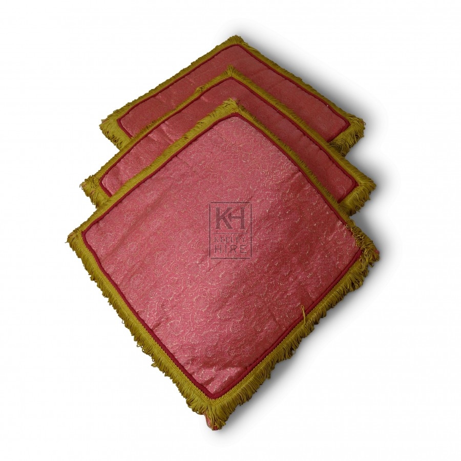 Pink Square Cushion with Gold Trim