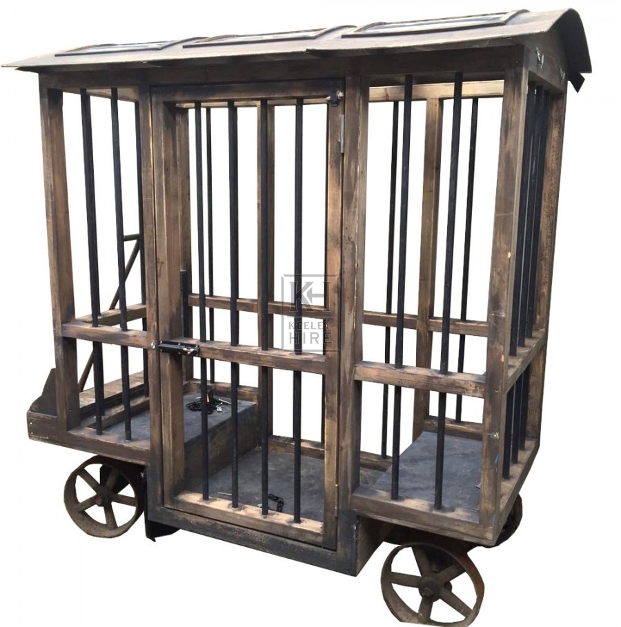 Iron Wheeled Jail Cart With T Handle