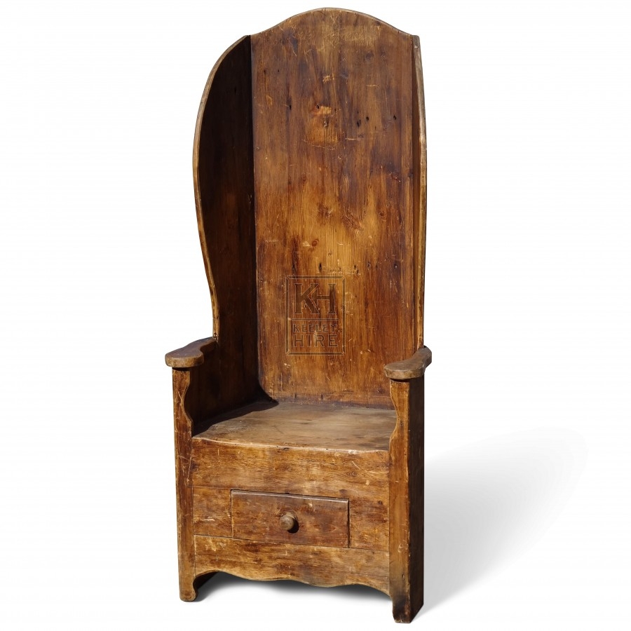 Wooden Settle Chair with Drawer