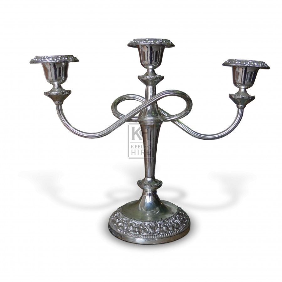3 Point Silver Table Candelabra