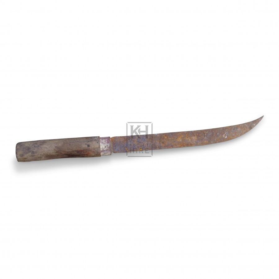 Long Curved Blade Wooden Handled Knife