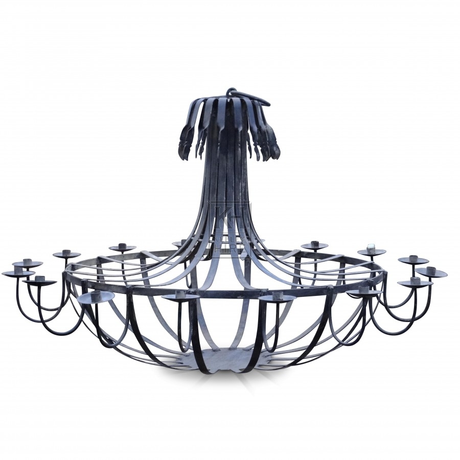 Large 16 Point Iron Chandelier