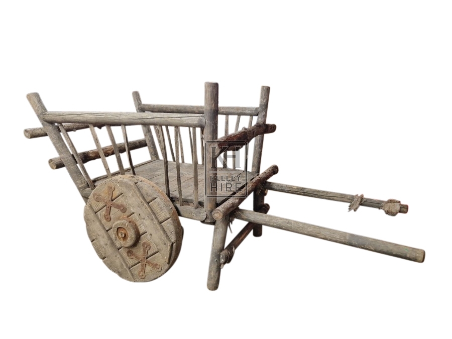 Slatted Wooden Cart Solid Wheels