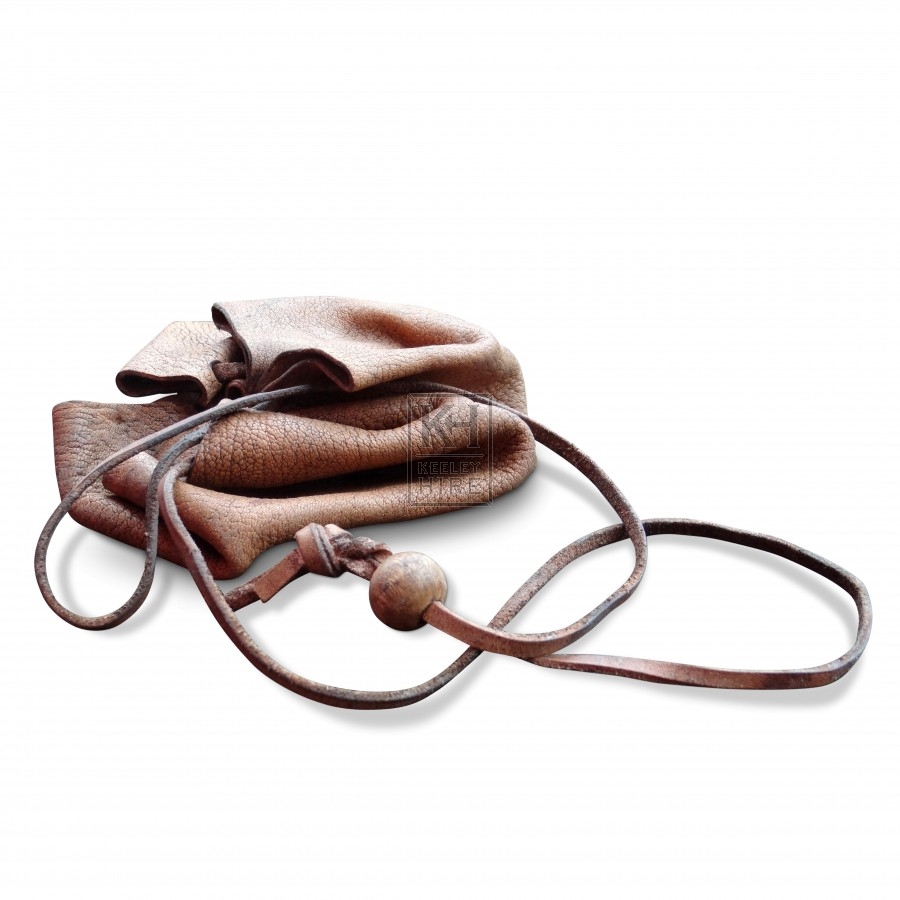 Simple Leather Drawstring Pouch