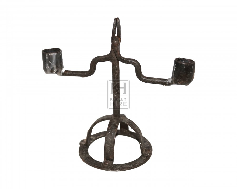 2 Arm Iron Candleholder with Grip