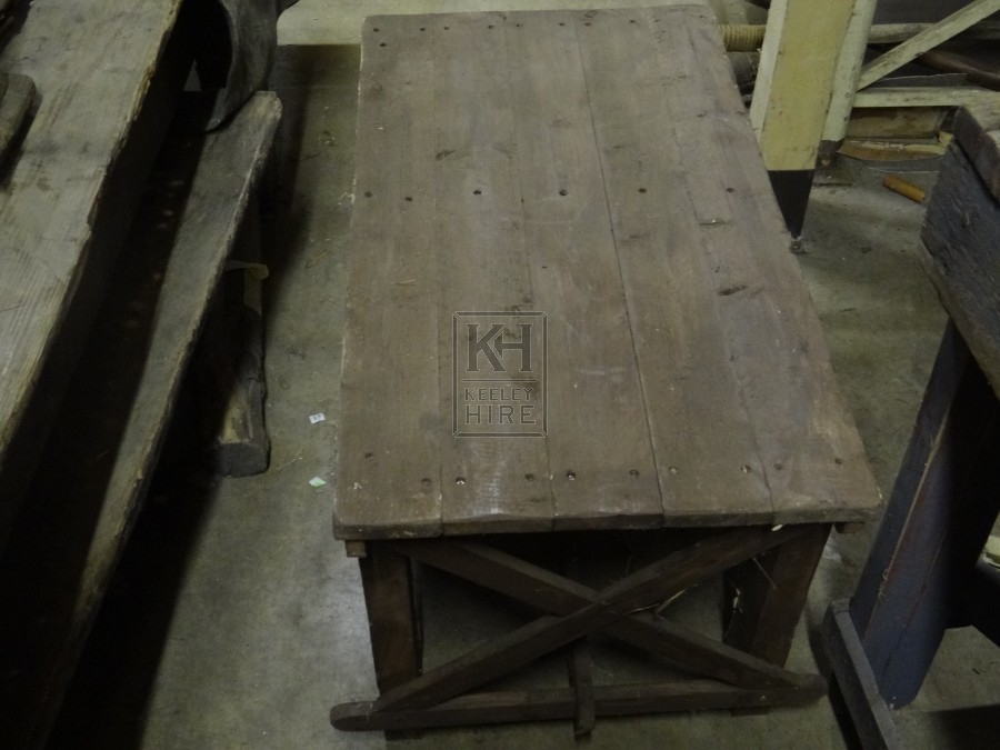 Rectangular Rustic Low Wooden Table