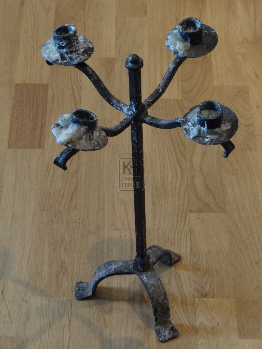 Ornate 4 Armed Iron Candleholder