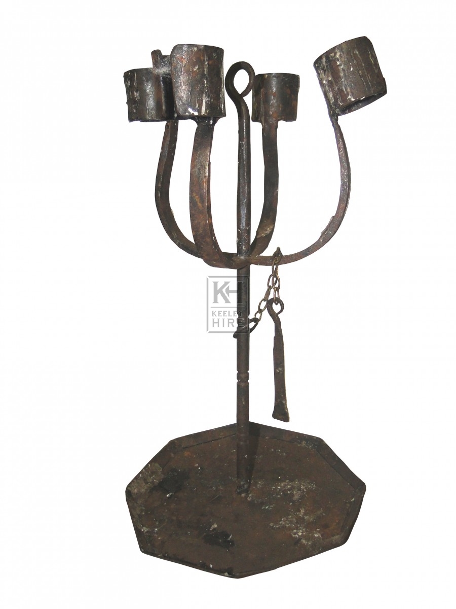 4 Point Iron Candlestick with Drip Tray