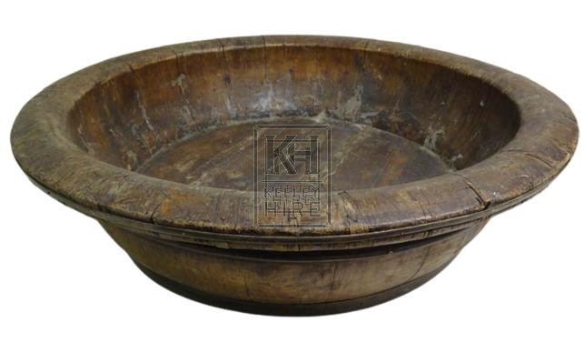 Very large shallow wood bowl