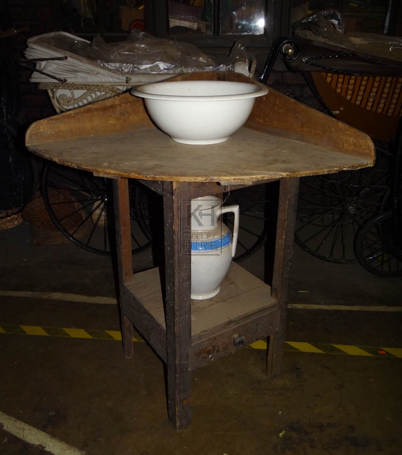 Simple wood wash stand with bowl & jug