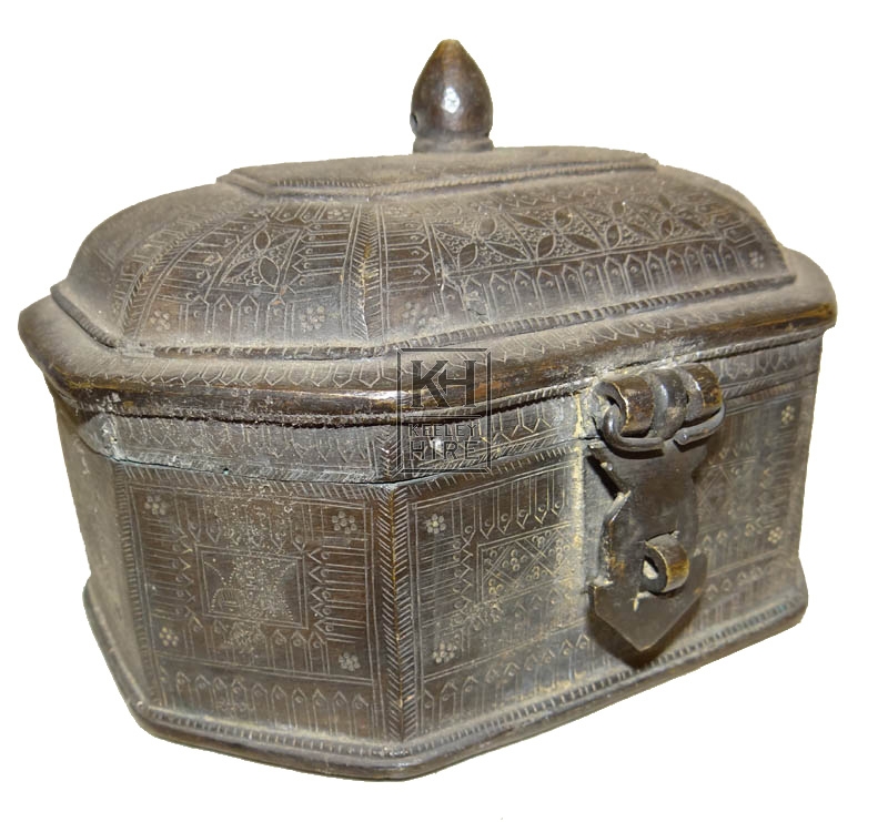 Small brass chest with shaped top