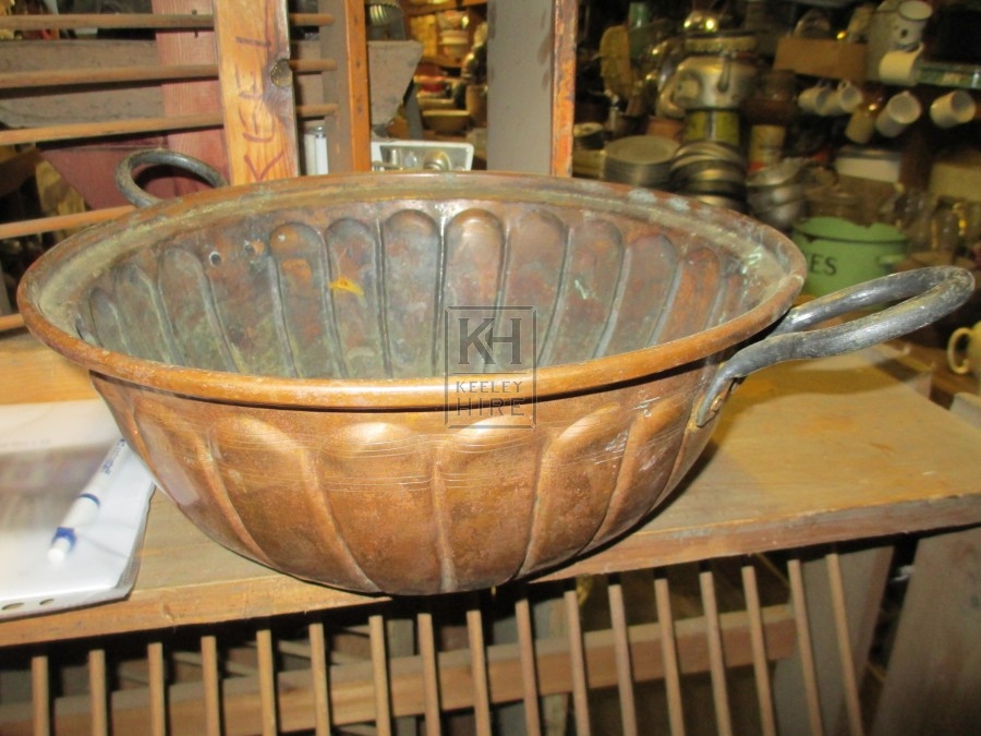 Large Copper Bowl with Handles