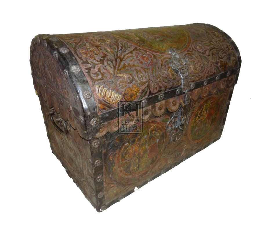 Ornate leather dome chest