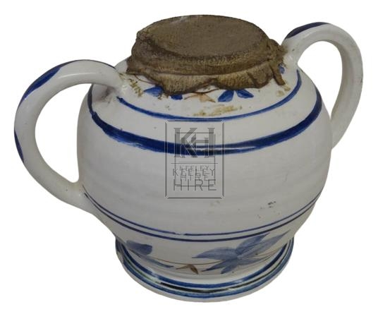 White china delft 2-handle pot