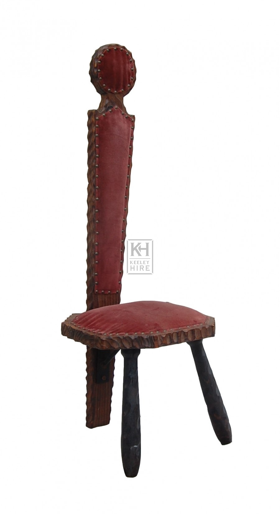 Wood Red Velvet High Back Chair
