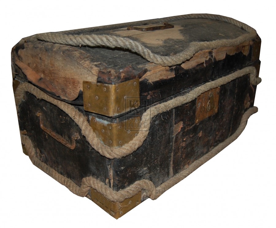 Weathered Wooden Rope Bound Chest