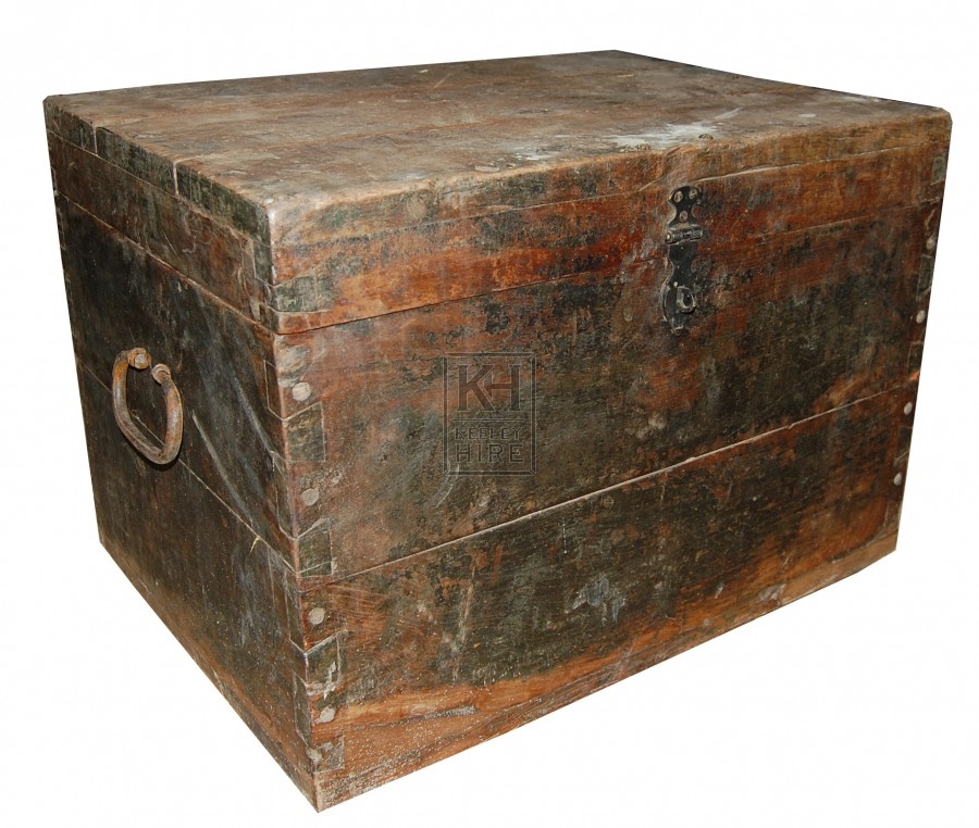 Large Flat Top Wooden Chest with Handles