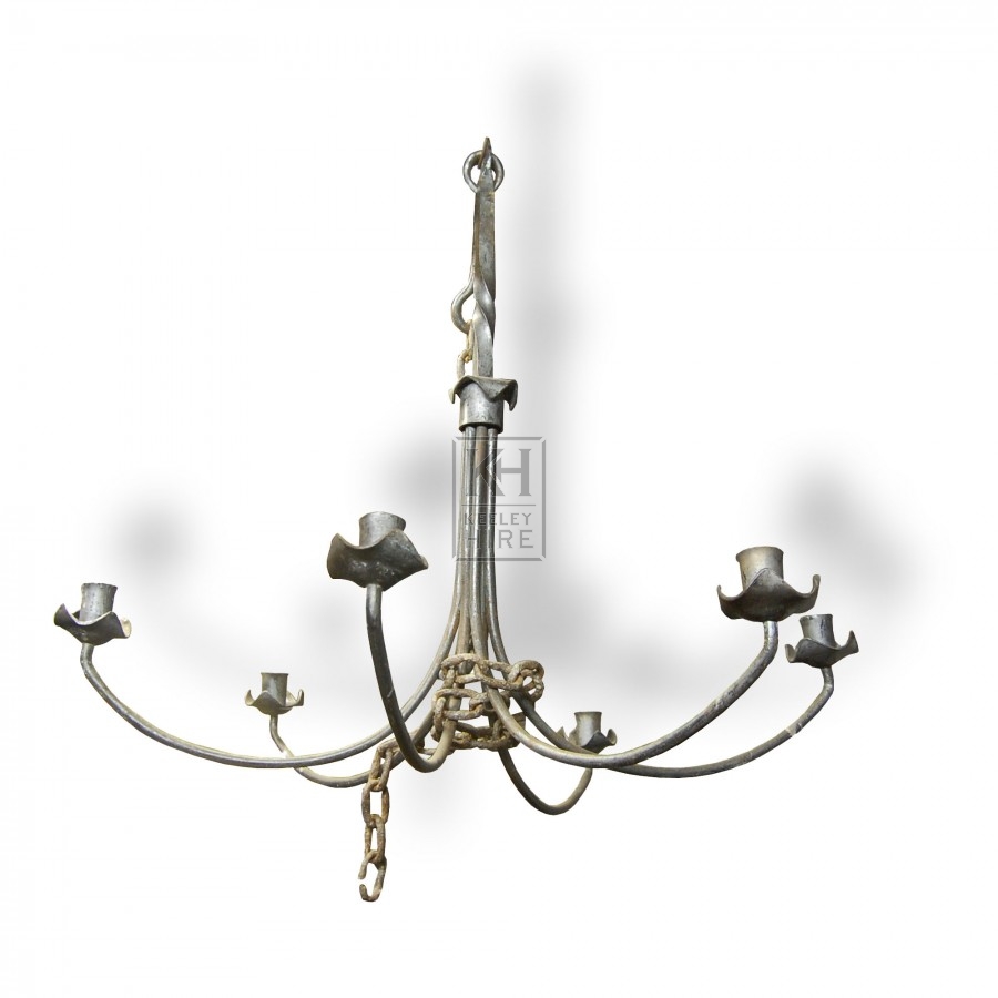 Large 6 Point Iron Chandelier