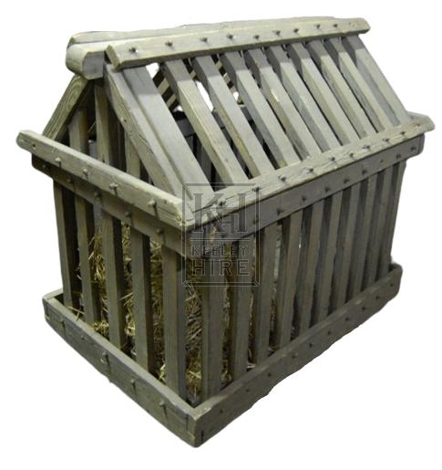 Wooden Animal Cage with Sloped Lid