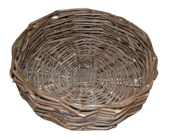 Dark Shallow Basket with No Handles