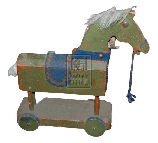 Small Green Wooden Toy Horse