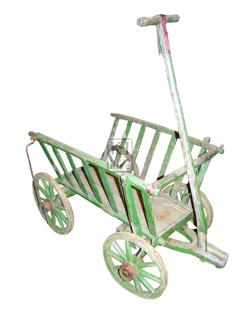 Aged green painted dog cart
