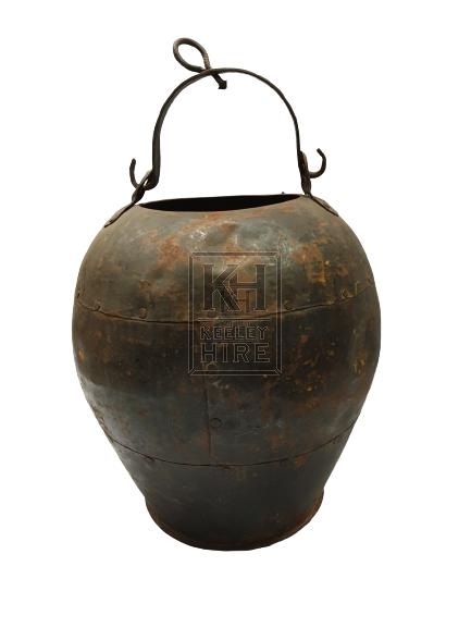 Riveted iron cooking pot