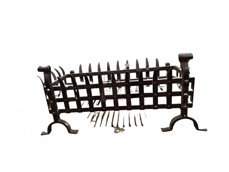 Large iron spiked fire basket