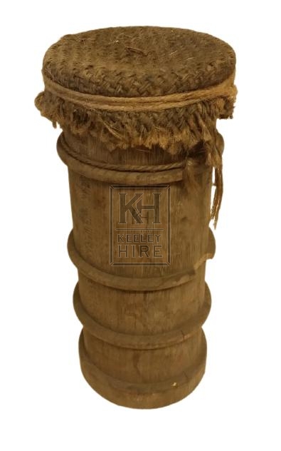Wood jar with hessian top