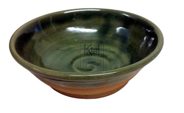 Historic green glazed pottery dish