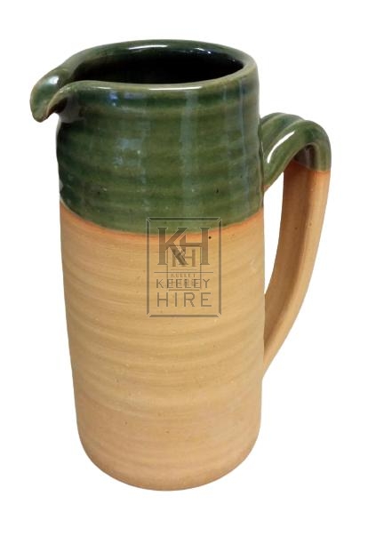 Historic large green glazed pottery jug