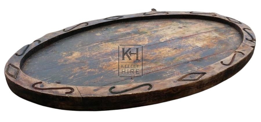 Large carved oval wood plate