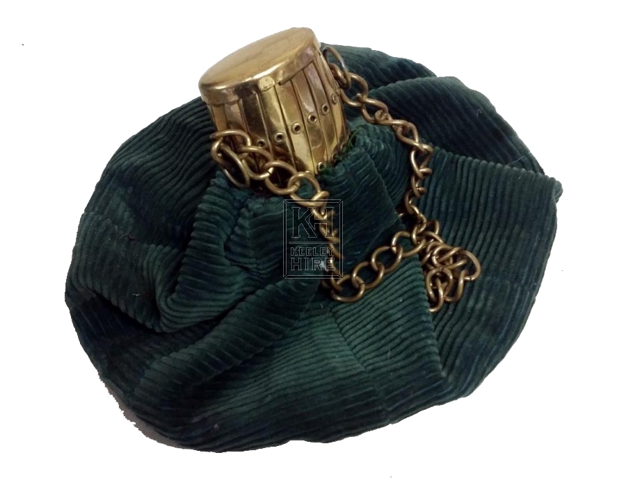 Green velvet bag with brass top